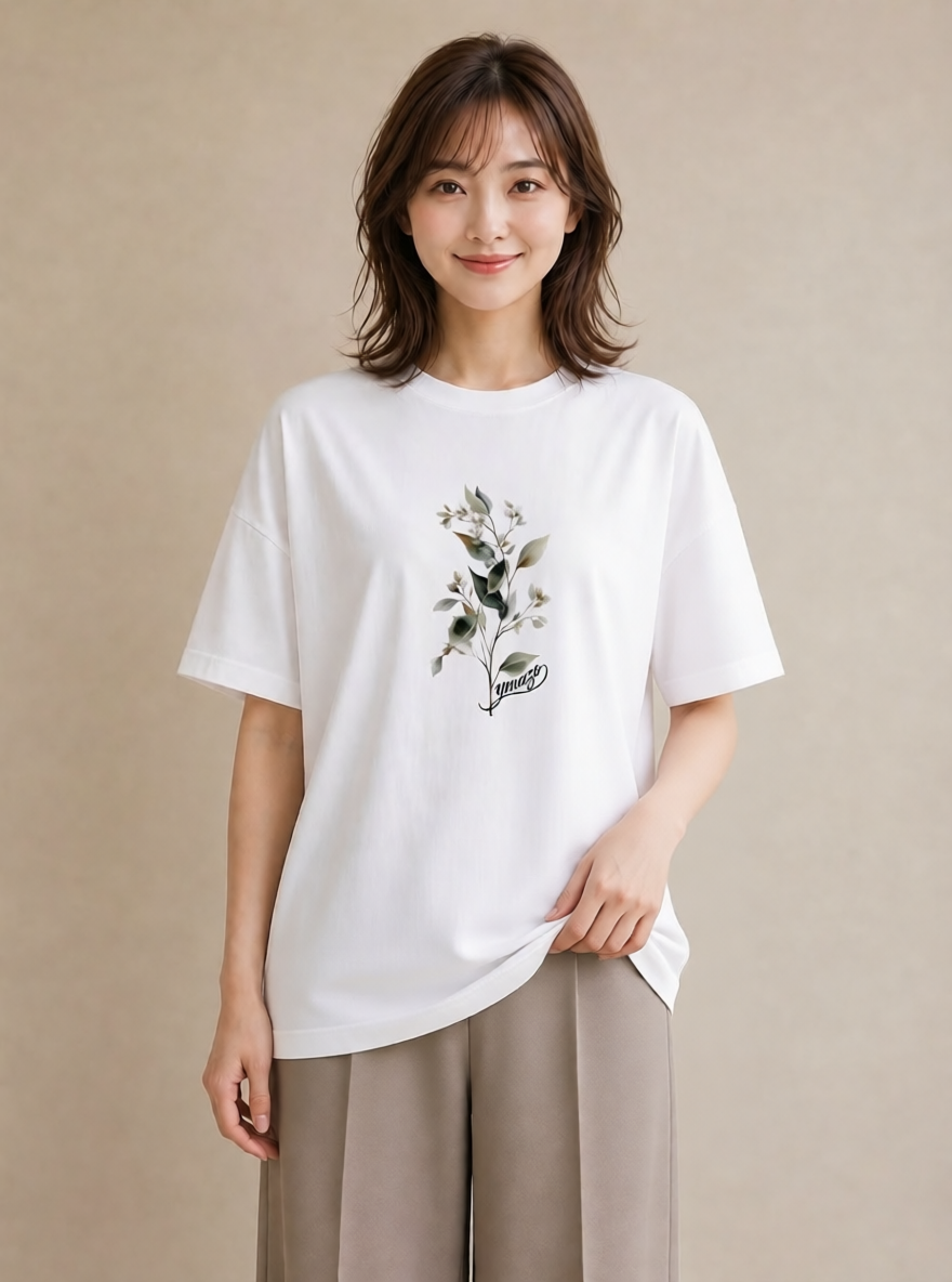 プリントTシャツ レディース すずらん 花 花柄 イラスト カジュアル 旅行 母娘コーデ 白T