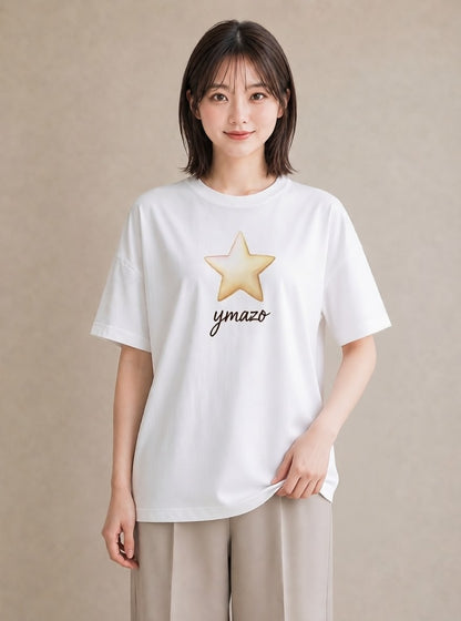 Tシャツ レディース スター 星空 宇宙 イラスト ゆるコーデ 母の日 ビーチ 白T YMAZO