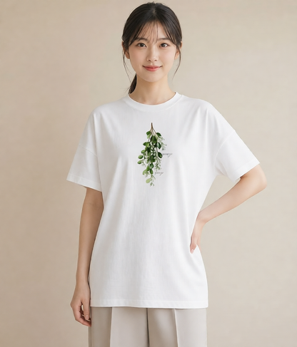 プリントTシャツ レディース すずらん 花 花柄 イラスト 可愛い ルームウェア ギフト 白T