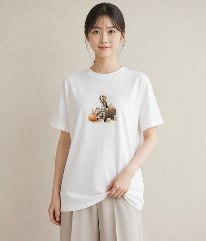デザインTシャツ レディース ビーグル 犬 いぬ イラスト ナチュラル 敬老の日 ホワイトデー 白T YMAZO