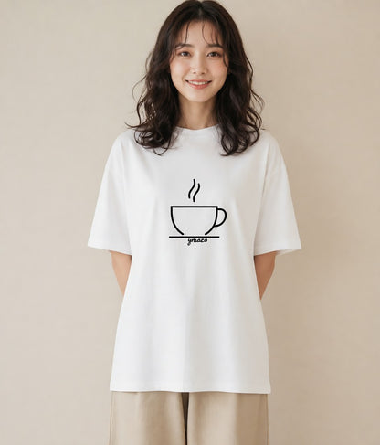 グラフィックTシャツ レディース コーヒー カフェ 珈琲 イラスト シンプル 夏コーデ 通学 白T YMAZO