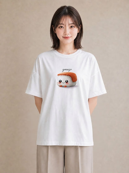 プリントTシャツ レディース お寿司 食べ物 フード イラスト ペアコーデ 秋コーデ 白T YMAZO