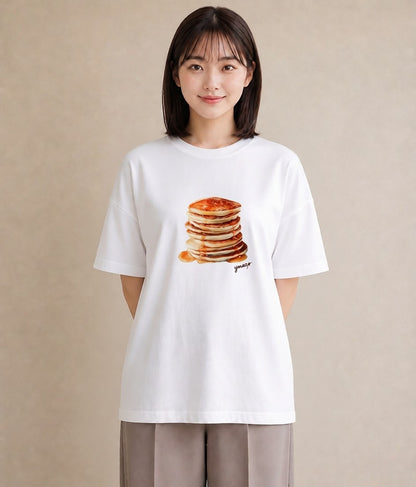 半袖Tシャツ レディース たまご 食べ物 フード イラスト 北欧風 送別ギフト 通勤 白T YMAZO