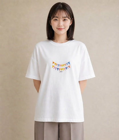 半袖Tシャツ レディース 洗濯物 風 ナチュラル アンティーク イラスト きれいめカジュアル 部屋着 女性向けギフト 白T YMAZO