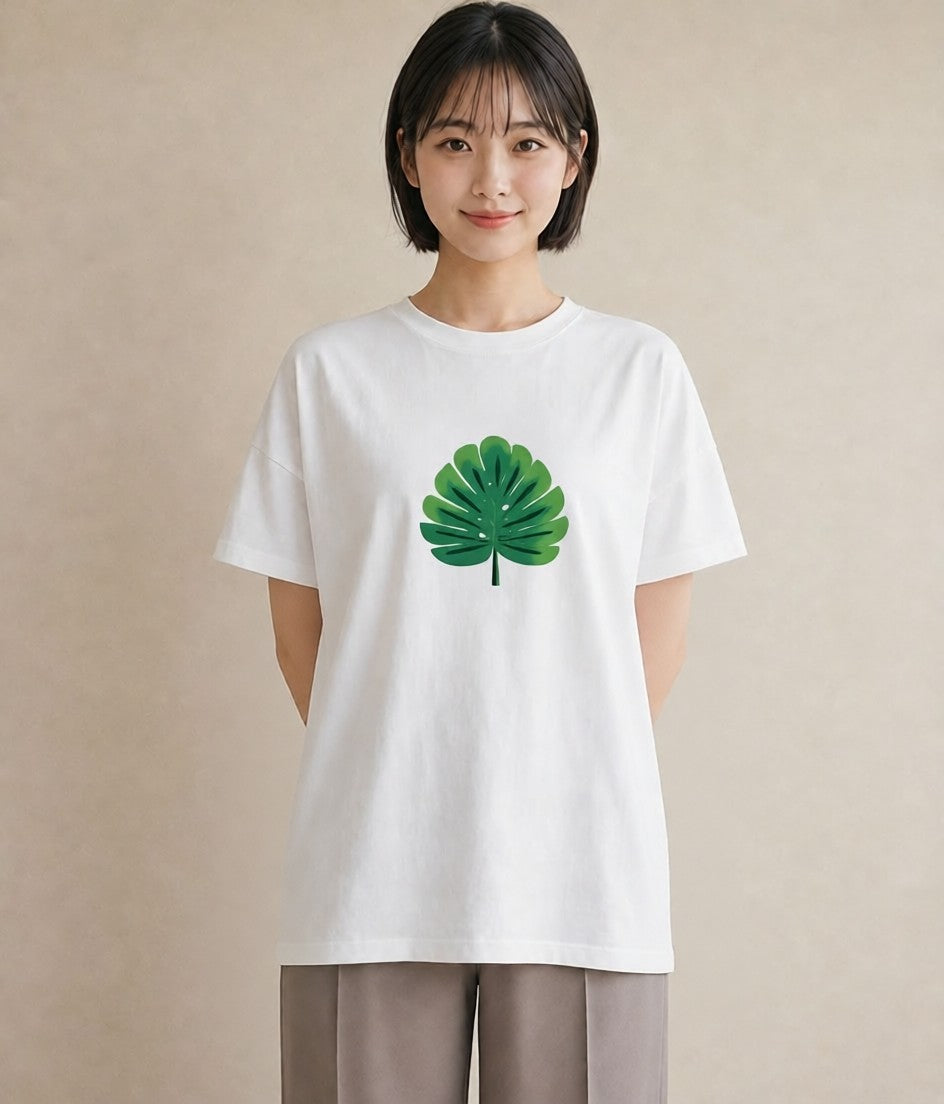 グラフィックTシャツ レディース モンステラ 植物 ボタニカル イラスト シンプル 誕生日プレゼント 綿100 白T YMAZO