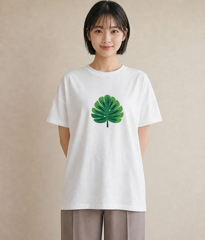 グラフィックTシャツ レディース モンステラ 植物 ボタニカル イラスト シンプル 誕生日プレゼント 綿100 白T YMAZO