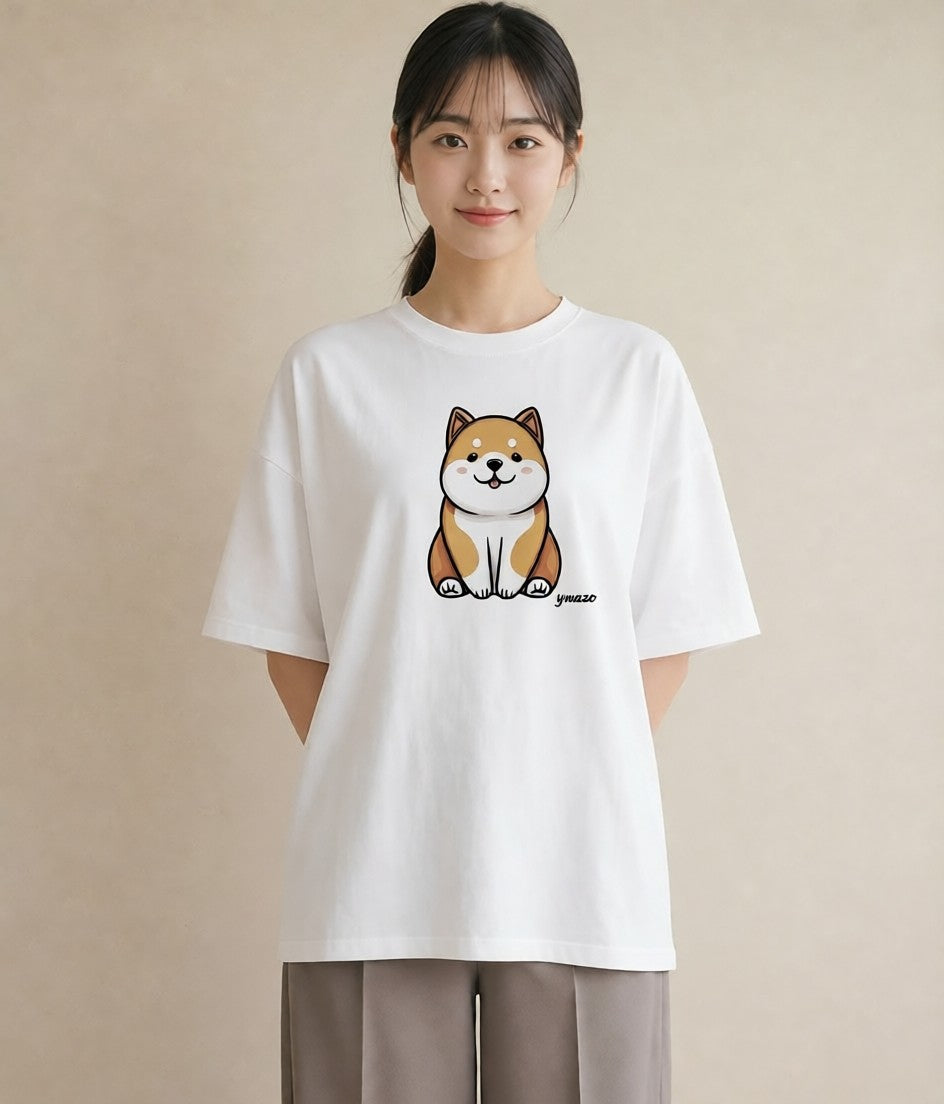 グラフィックTシャツ レディース 柴犬 しばいぬ 犬 いぬ イラスト ゆるコーデ 送別ギフト 通勤 白T YMAZO