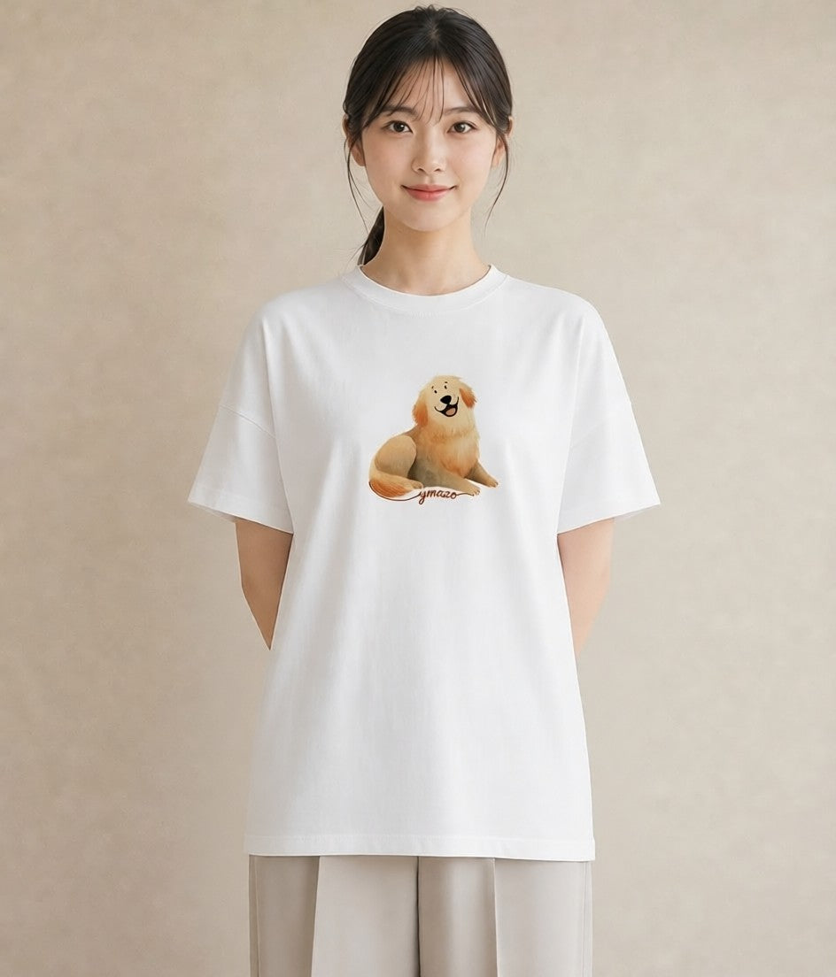 Tシャツ レディース ゴールデンレトリバー ゴールデン 犬 いぬ イラスト 淡色 20代 カジュアルコーデ 白T YMAZO