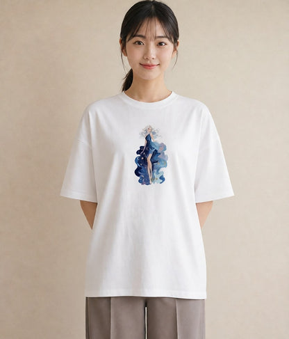 グラフィックTシャツ レディース 乙女座 星空 宇宙 イラスト きれいめカジュアル 春服 ミセス 白T YMAZO