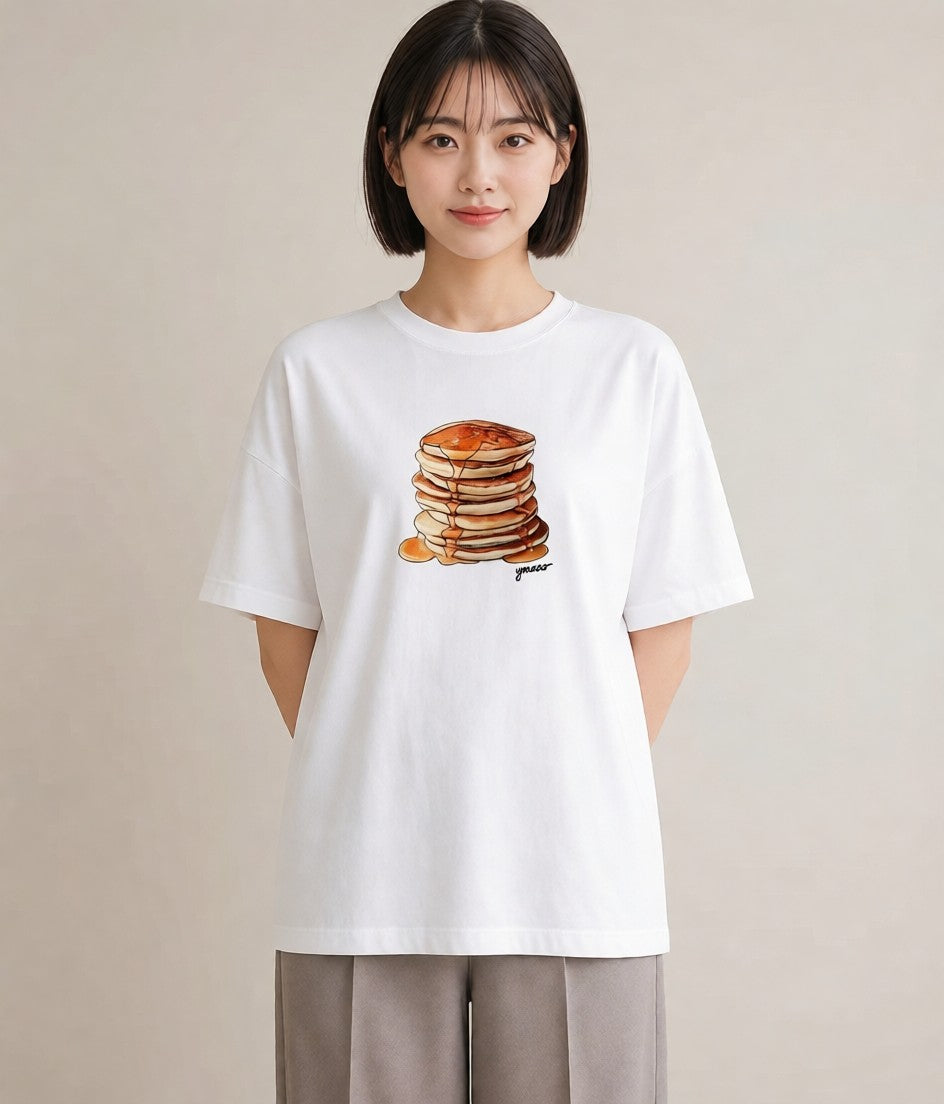 グラフィックTシャツ レディース 食パン 食べ物 フード イラスト ラフ 普段着 週末コーデ 白T YMAZO