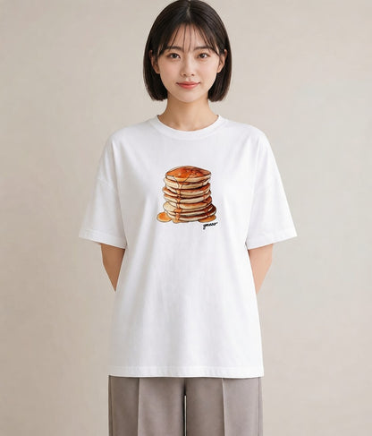 グラフィックTシャツ レディース 食パン 食べ物 フード イラスト ラフ 普段着 週末コーデ 白T YMAZO