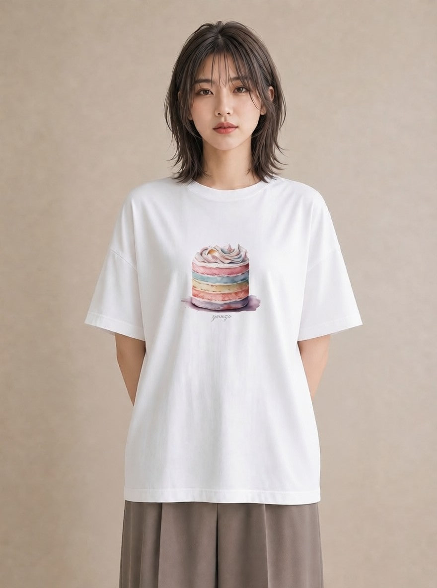 Tシャツ レディース マフィン 食べ物 フード イラスト シック 通学 誕生日プレゼント 白T YMAZO