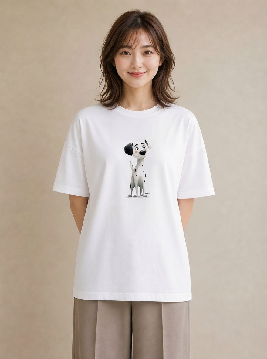 グラフィックTシャツ レディース わんこ 犬 いぬ イラスト フェミニン 秋コーデ おしゃれギフト 白T YMAZO