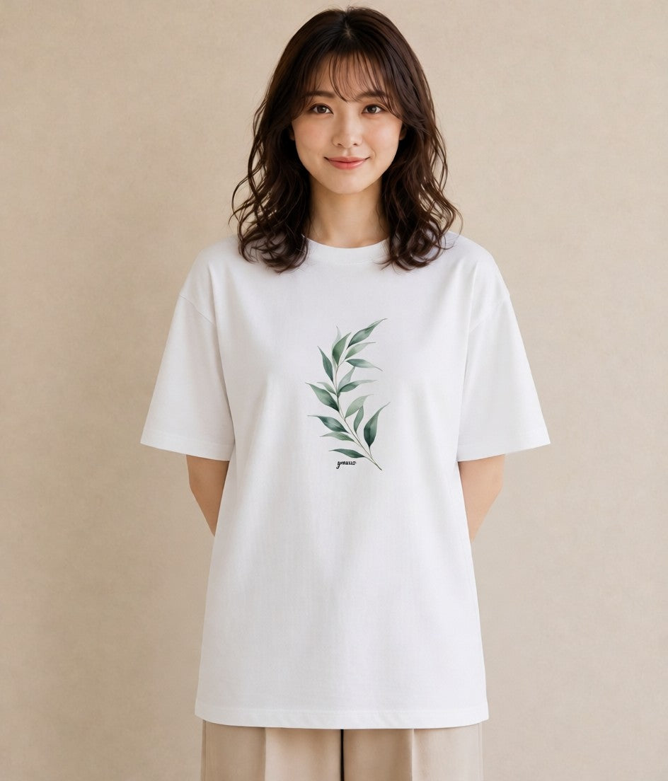 グラフィックTシャツ レディース 苔 植物 ボタニカル イラスト きれいめ おしゃれギフト 社会人 白T YMAZO