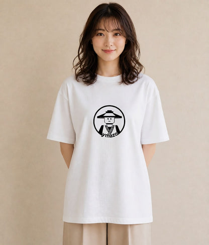 デザインTシャツ レディース 扇子 そよ風 ナチュラル アンティーク イラスト 北欧風 ミセス 春コーデ 白T YMAZO