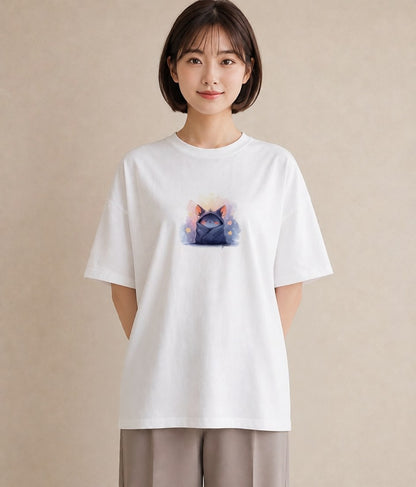 グラフィックTシャツ レディース ニャンコ 猫 ねこ イラスト 散歩 お出かけ 白T YMAZO