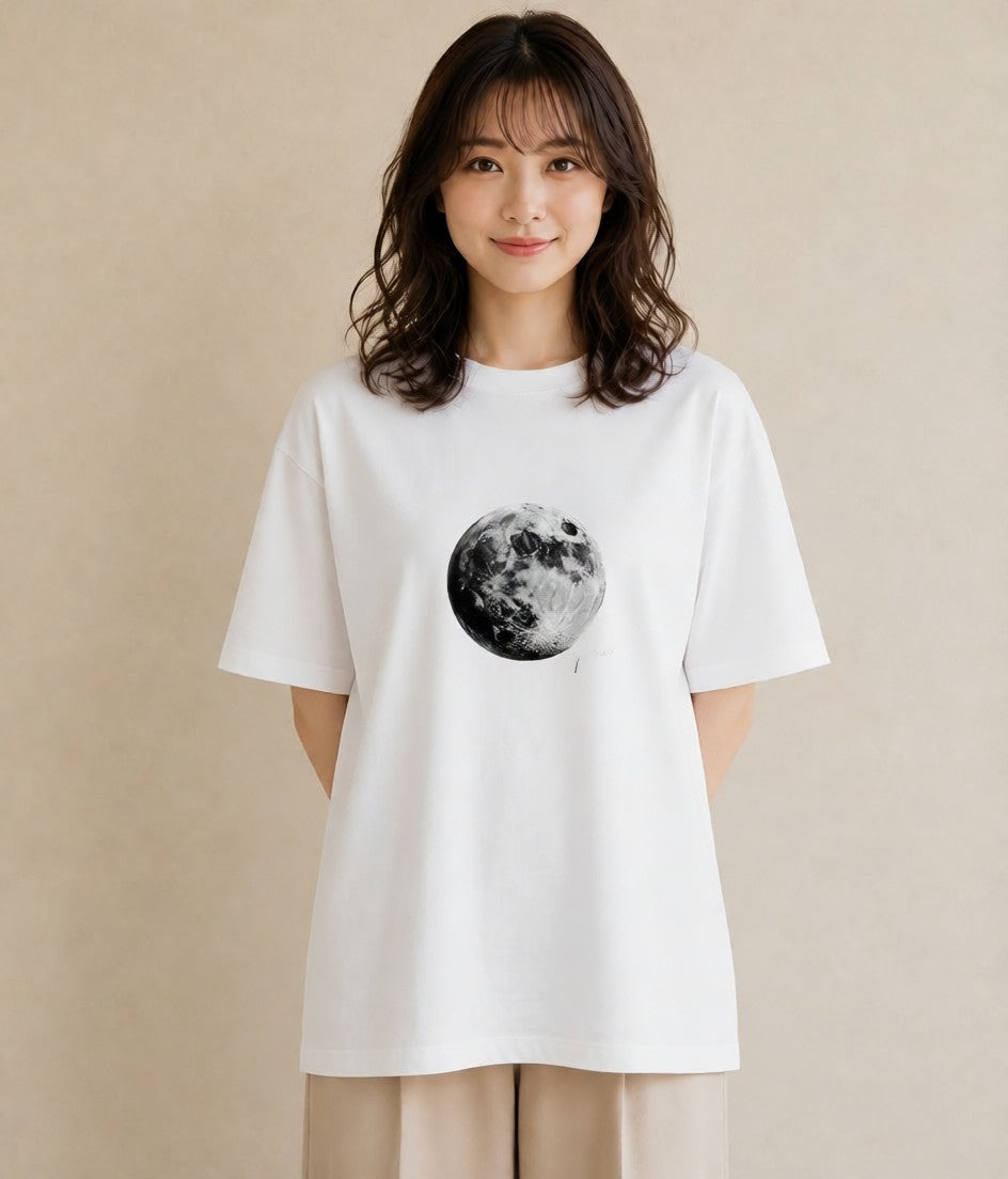 デザインTシャツ レディース 満月 星空 宇宙 イラスト 旅行コーデ 友達ギフト 部屋着 白T YMAZO