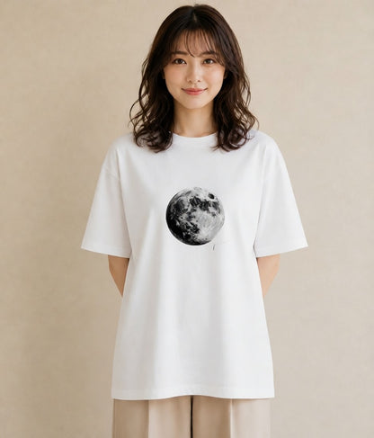 デザインTシャツ レディース 満月 星空 宇宙 イラスト 旅行コーデ 友達ギフト 部屋着 白T YMAZO