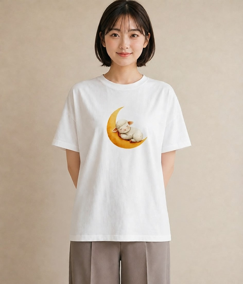 プリントTシャツ レディース ひつじ 動物 アニマル イラスト こなれ感 公園 ママ 白T YMAZO