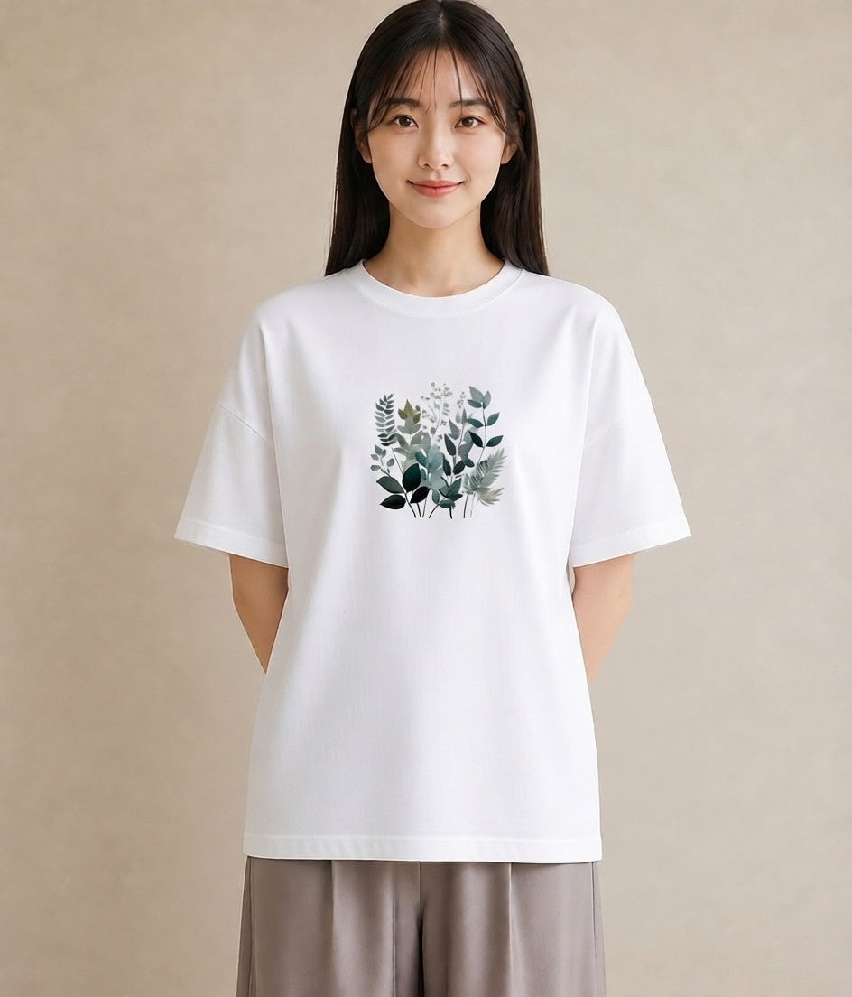 半袖Tシャツ レディース ハーブ 植物 ボタニカル イラスト ラフ 女子会 お揃い 白T YMAZO