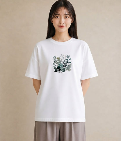 半袖Tシャツ レディース ハーブ 植物 ボタニカル イラスト ラフ 女子会 お揃い 白T YMAZO