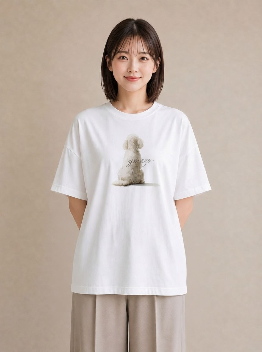 プリントTシャツ レディース 老犬 犬 いぬ イラスト 友達ギフト 部屋着 白T YMAZO