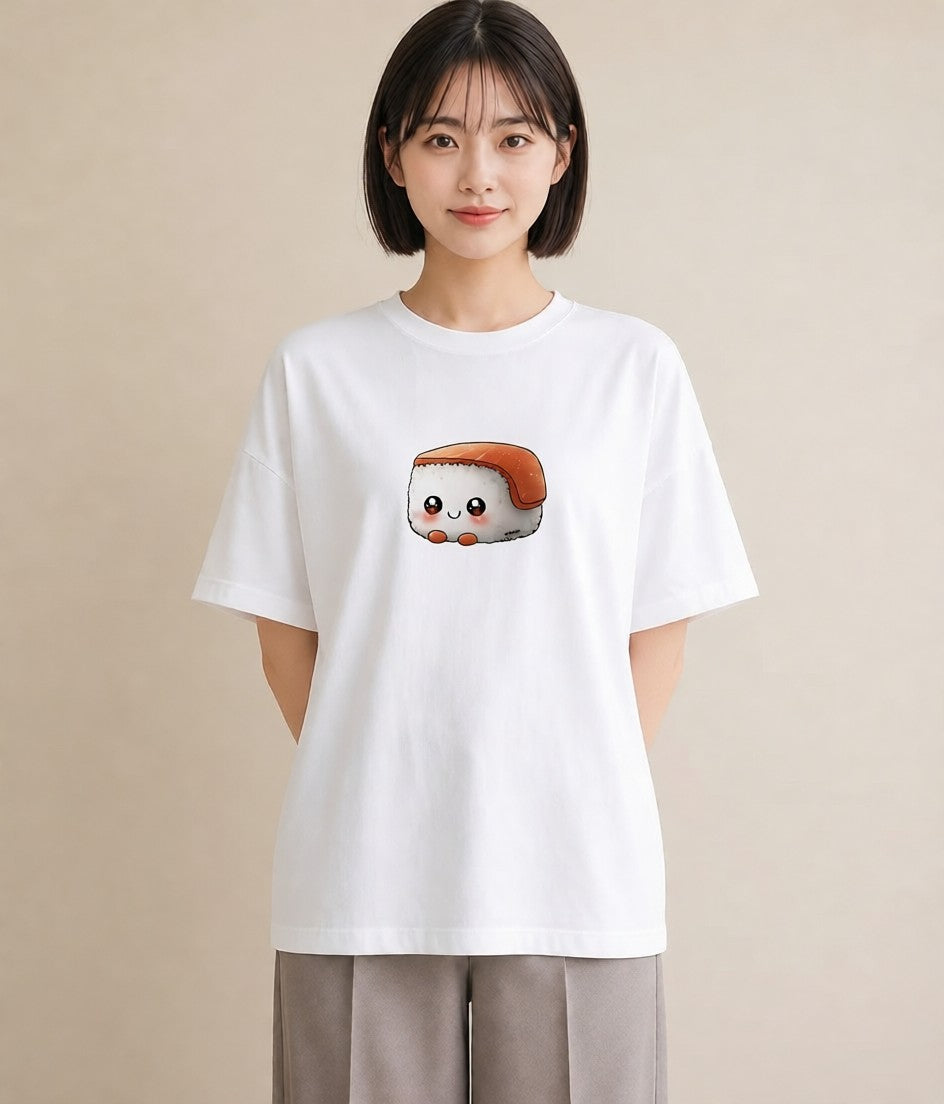 Tシャツ レディース おにぎり 食べ物 フード イラスト ユニーク ミセス 春コーデ 白T YMAZO