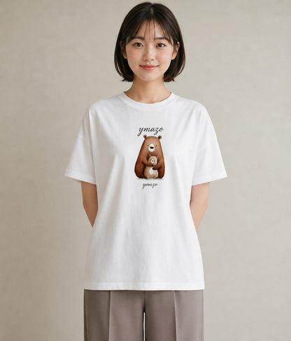 プリントTシャツ レディース くま クマ ベア 動物 アニマル イラスト カジュアルコーデ 買い物 白T YMAZO