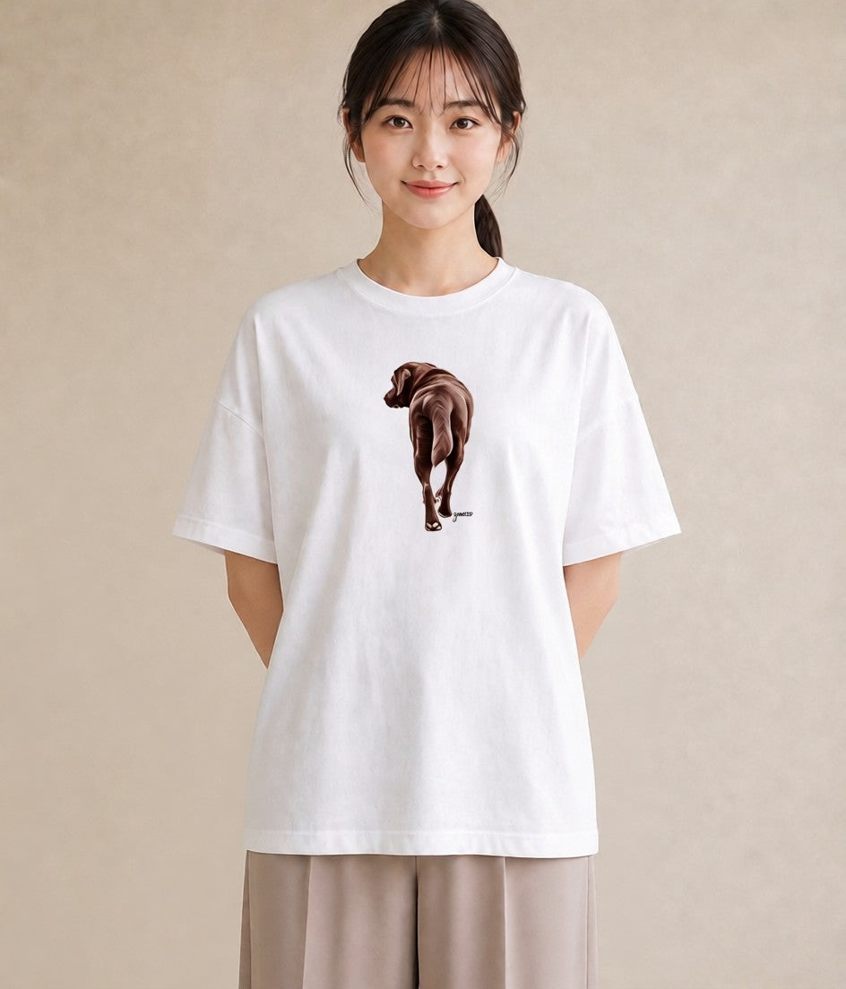 プリントTシャツ レディース 犬好き 犬 いぬ イラスト 上品 在宅 公園 白T YMAZO