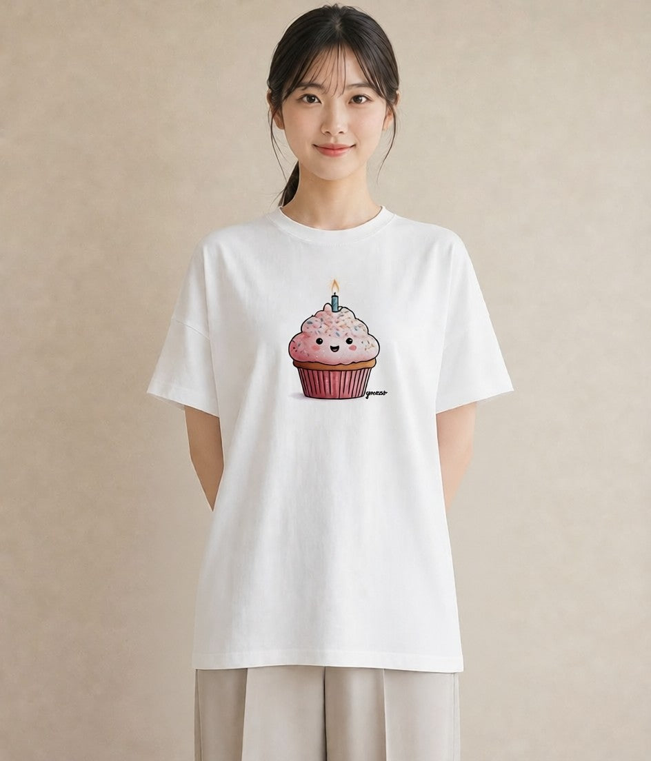 グラフィックTシャツ レディース マフィン 食べ物 フード イラスト 上品 姉妹 送別ギフト 白T YMAZO