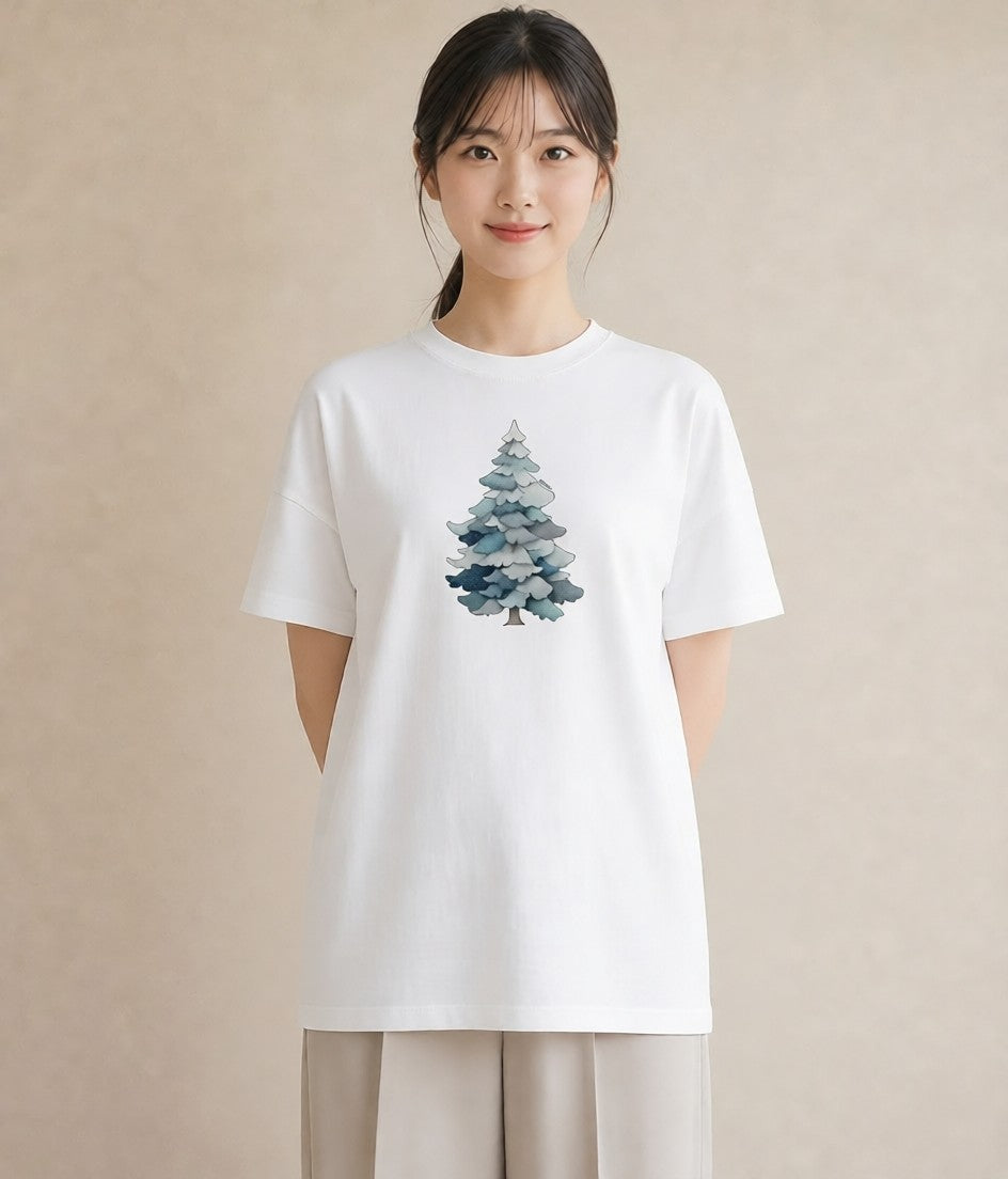 半袖Tシャツ レディース 松ぼっくり 植物 ボタニカル イラスト お出かけ 普段着 白T YMAZO