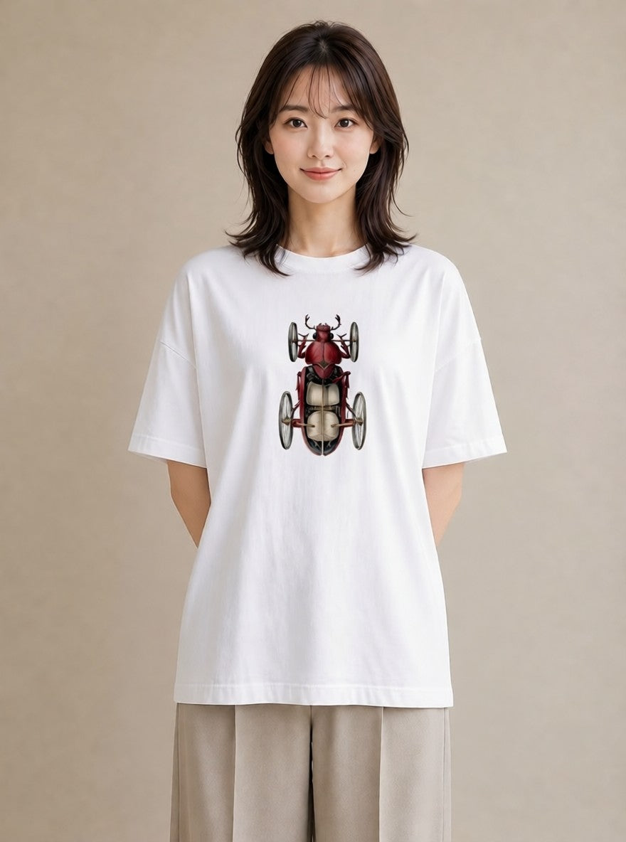 グラフィックTシャツ レディース ダンゴムシ 昆虫 虫 イラスト きれいめ ビーチ デイリーウェア 白T YMAZO