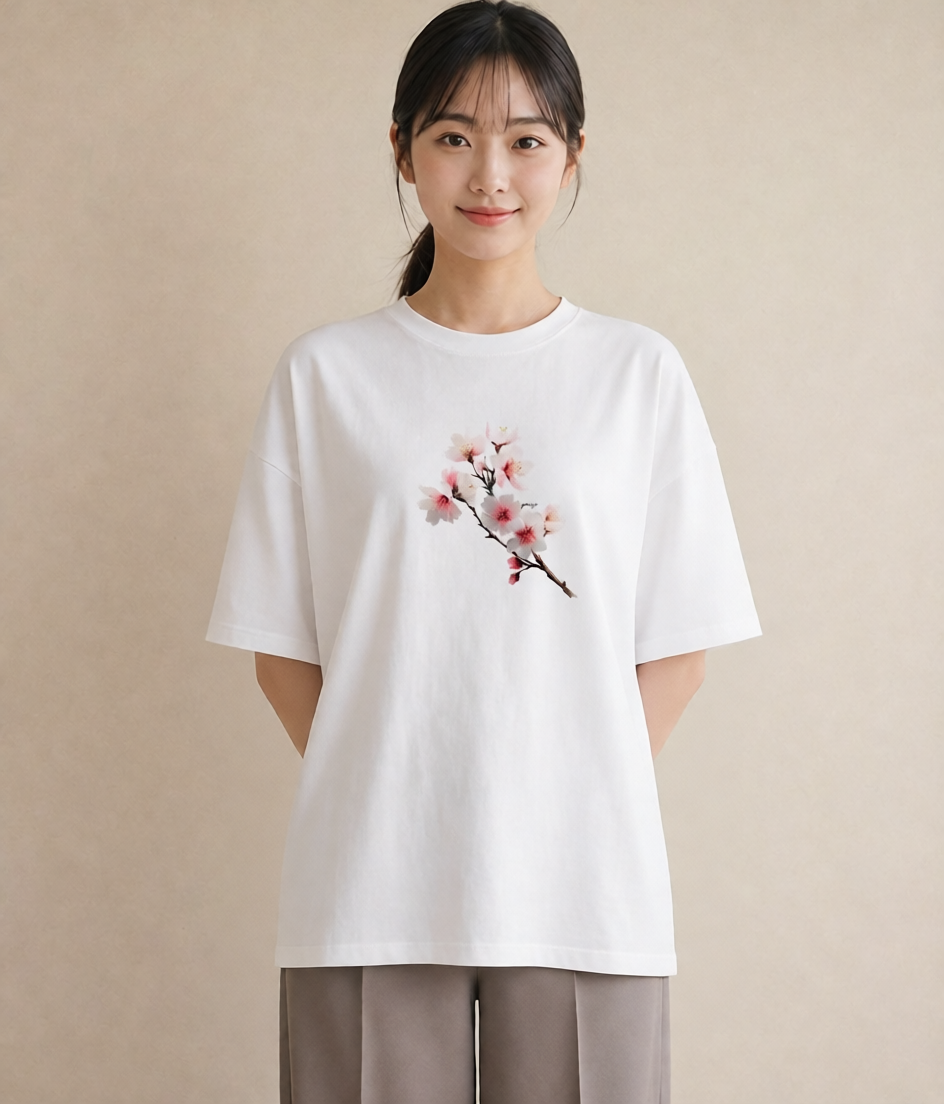 Tシャツ レディース さくら 桜 サクラ 花 花柄 イラスト ラフ レイヤード 友達ギフト 白T YMAZO