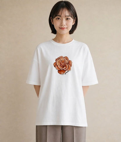 Tシャツ レディース カーネーション 花 花柄 イラスト こなれ感 帰省 ラフ 白T YMAZO