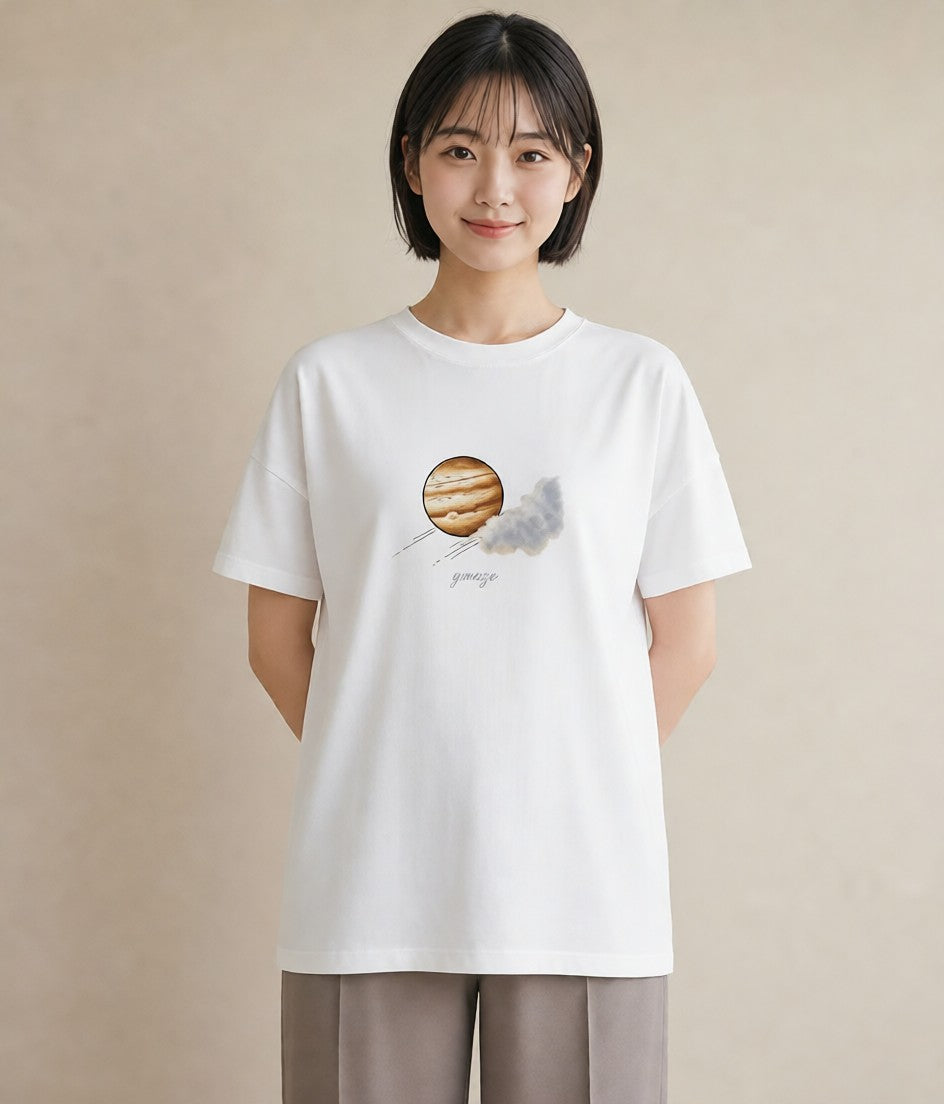 デザインTシャツ レディース 惑星 星空 宇宙 イラスト ガーリー 母娘コーデ 自分用 白T YMAZO