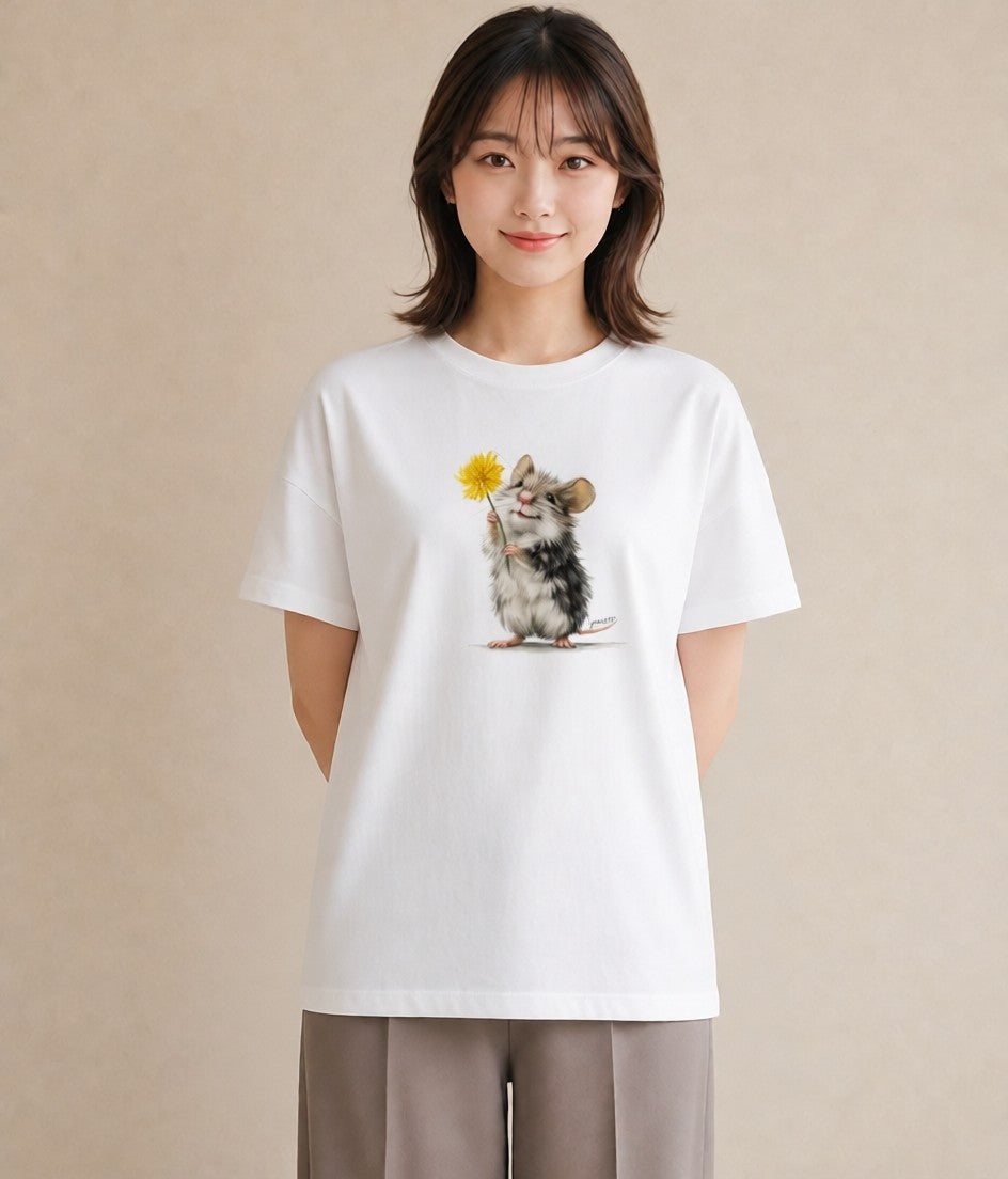 半袖Tシャツ レディース ハムスター ペット 動物 イラスト ガーリー ビーチ デイリーウェア 白T YMAZO