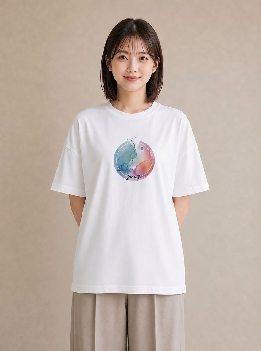 Tシャツ レディース 天秤座 星空 宇宙 イラスト アート風 公園 ママ 白T YMAZO