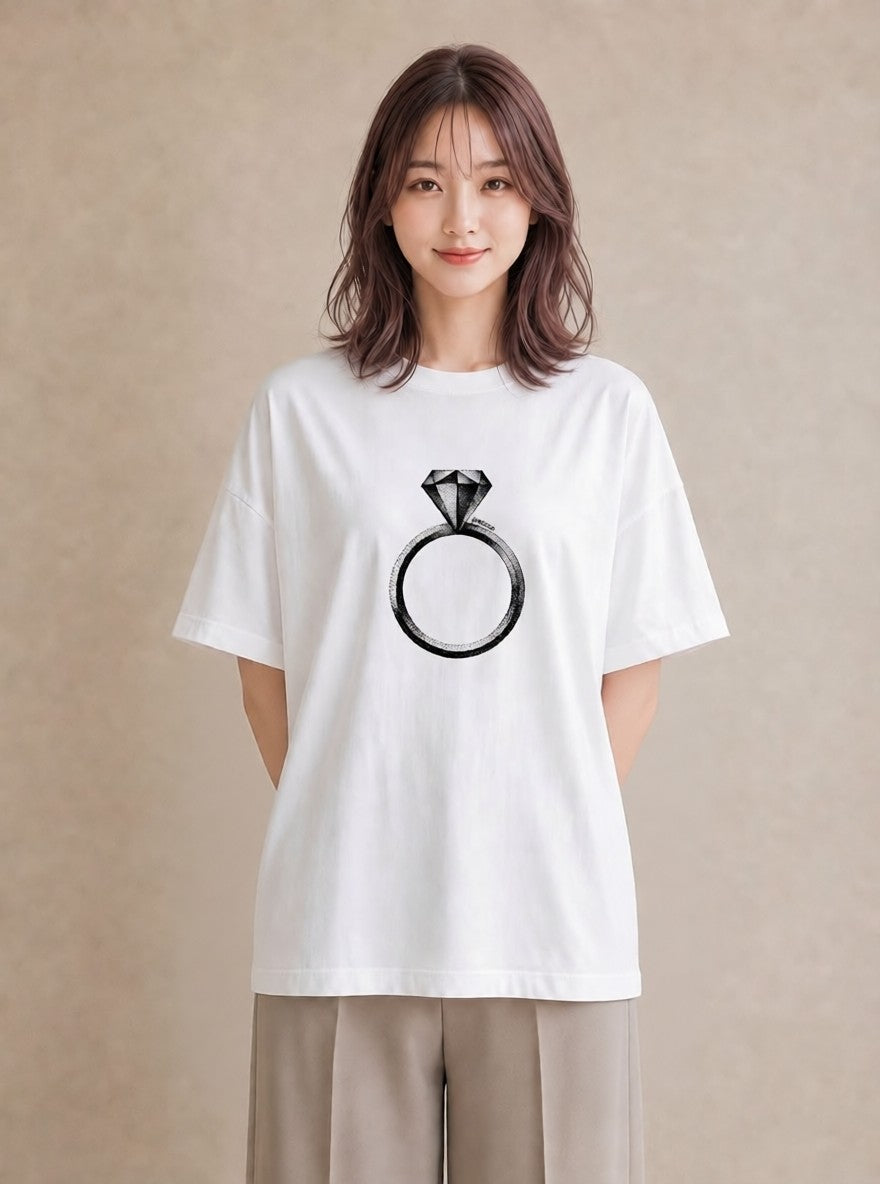 半袖Tシャツ レディース パールピアス アクセサリー ナチュラル アンティーク イラスト ボタニカル ホワイトデー 春服 白T YMAZO