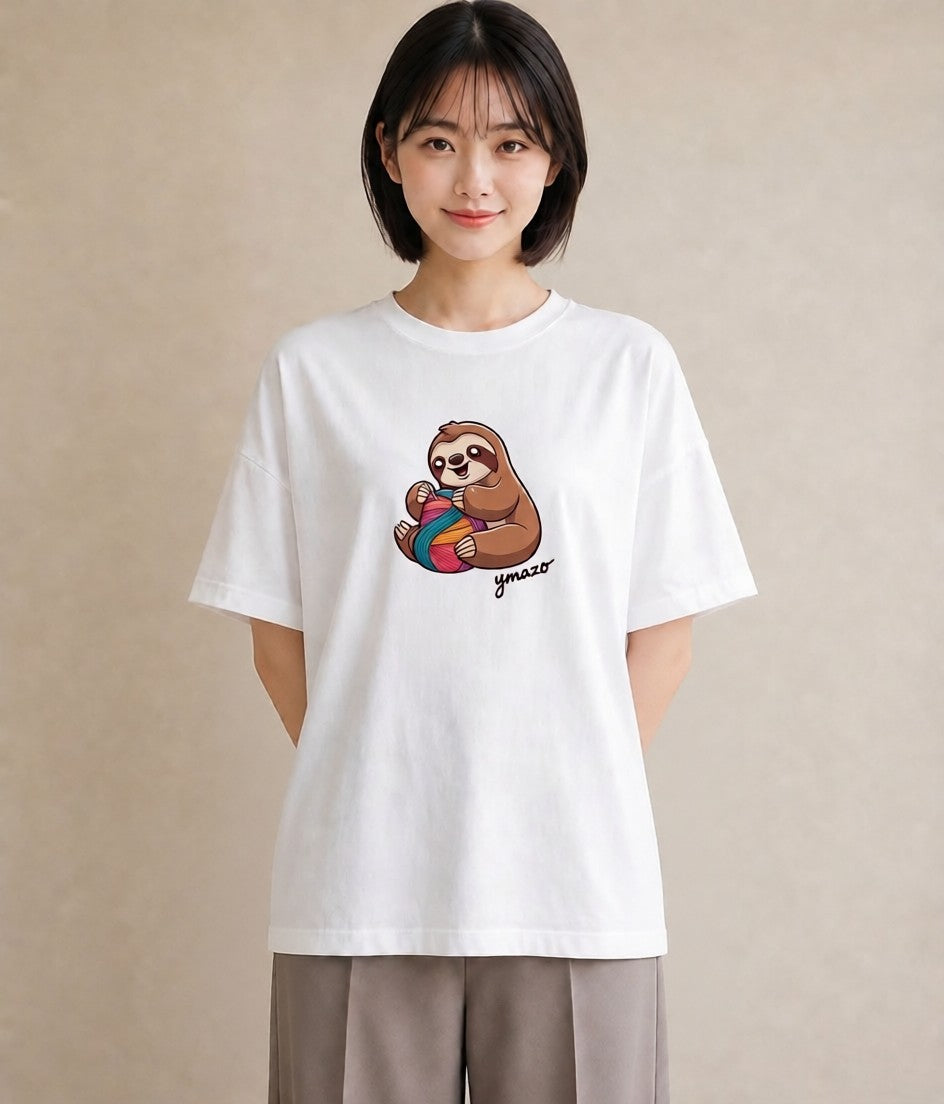 プリントTシャツ レディース ナマケモノ 動物 アニマル イラスト ゆるコーデ 友達ギフト 部屋着 白T YMAZO