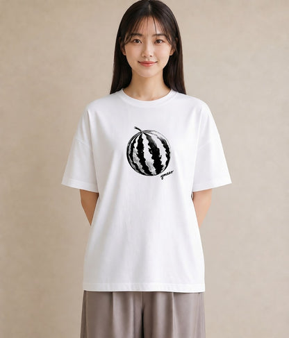 Tシャツ レディース すいか 食べ物 フード イラスト アート風 公園 ママ 白T YMAZO
