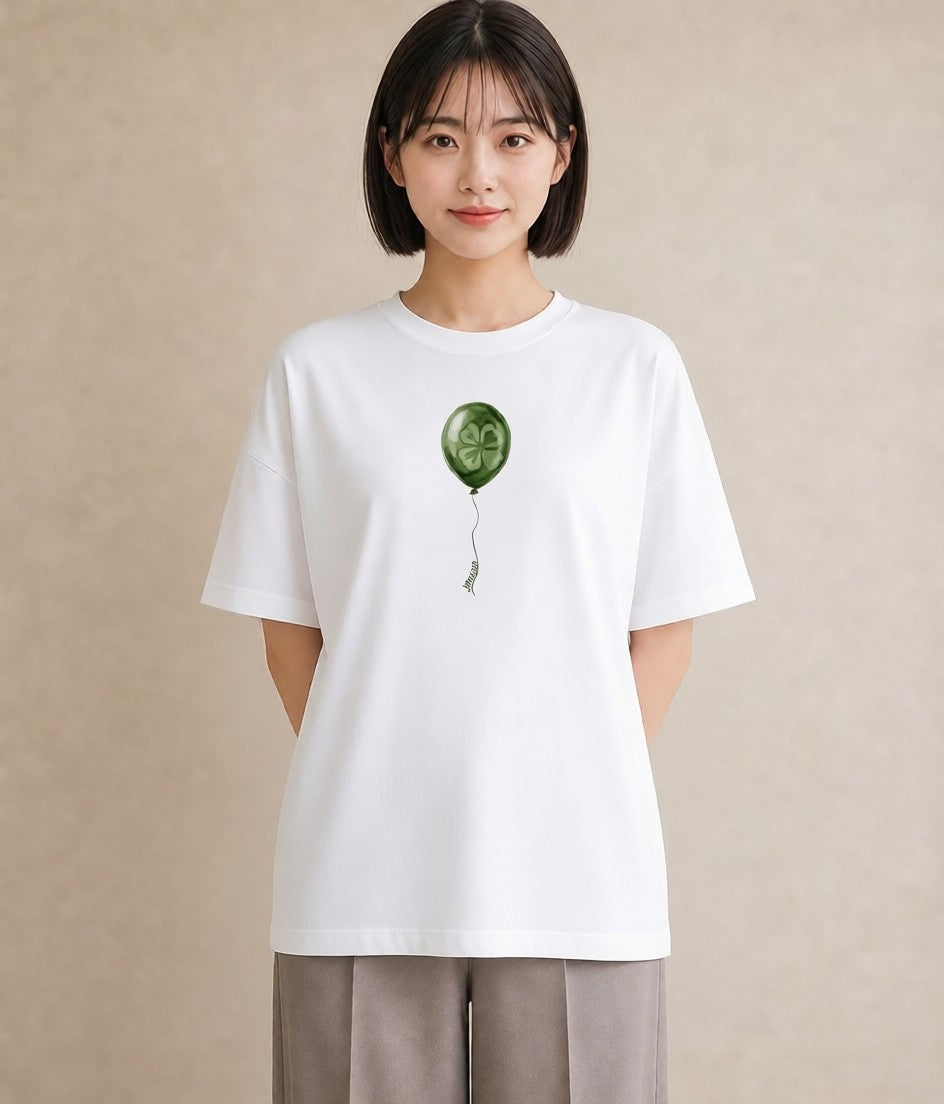 デザインTシャツ レディース 紙風船 和紙 ナチュラル アンティーク イラスト 北欧風 ルームウェア ギフト 白T YMAZO