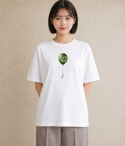 デザインTシャツ レディース 紙風船 和紙 ナチュラル アンティーク イラスト 北欧風 ルームウェア ギフト 白T YMAZO