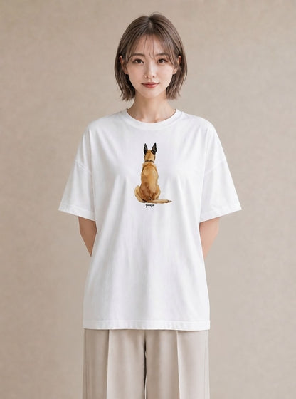 グラフィックTシャツ レディース アビシニアン 猫 ねこ イラスト きれいめ 帰省 ラフ 白T YMAZO