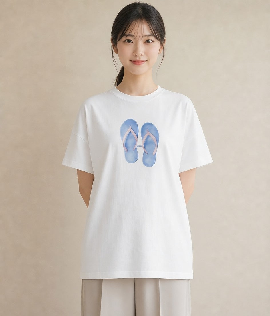 半袖Tシャツ レディース バレエシューズ バレエ トウシューズ ナチュラル アンティーク イラスト 淡色 女子会 お揃い 白T YMAZO