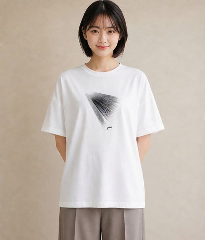 プリントTシャツ レディース 幾何学 ミニマル ジオメトリック イラスト 通勤 在宅 白T YMAZO