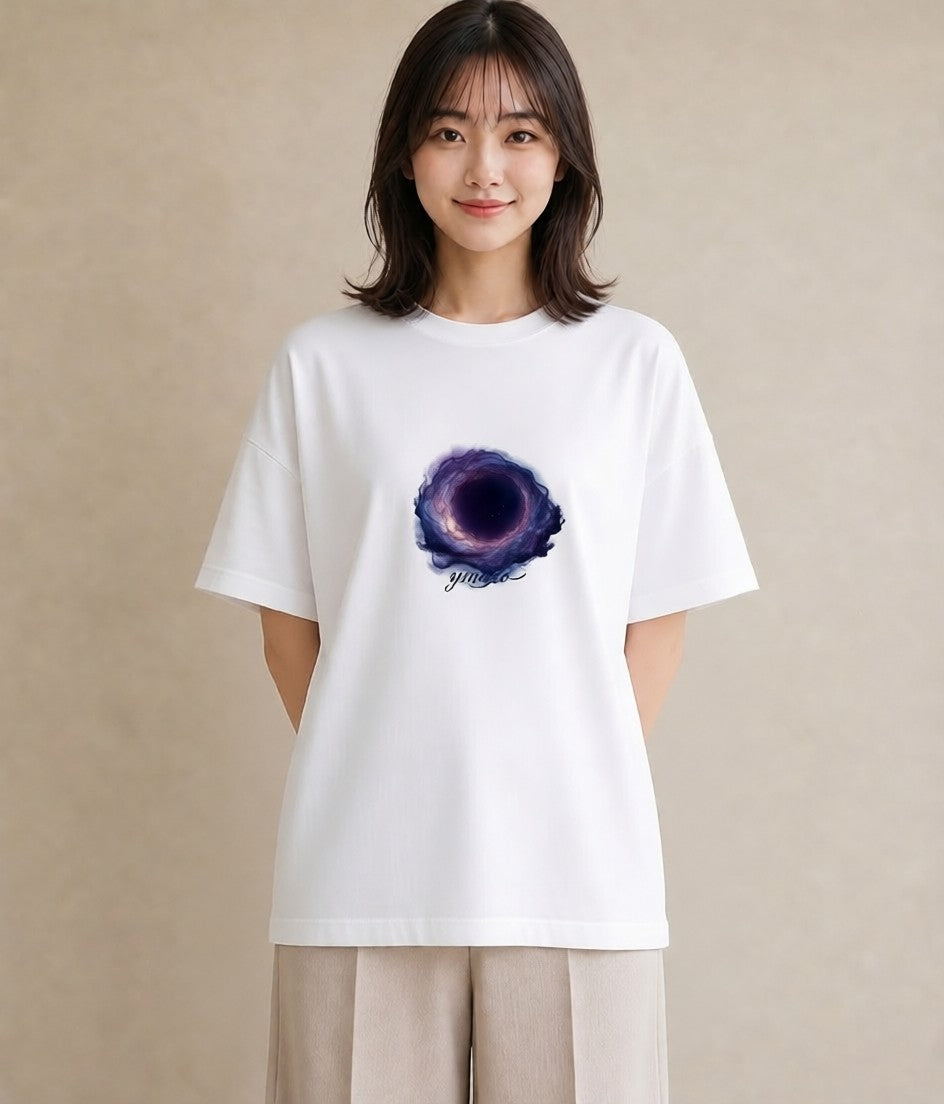 デザインTシャツ レディース 天の川 星空 宇宙 イラスト 可愛い デート 帰省 白T YMAZO