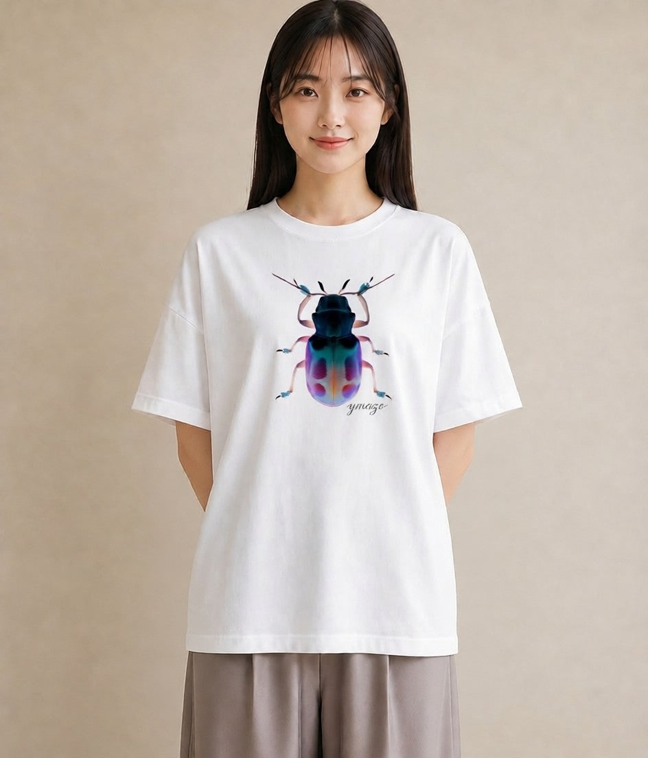 Tシャツ レディース カブトムシ 昆虫 虫 イラスト 線画 ルームウェア ギフト 白T YMAZO