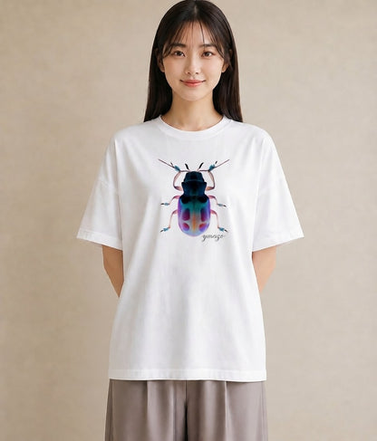 Tシャツ レディース カブトムシ 昆虫 虫 イラスト 線画 ルームウェア ギフト 白T YMAZO