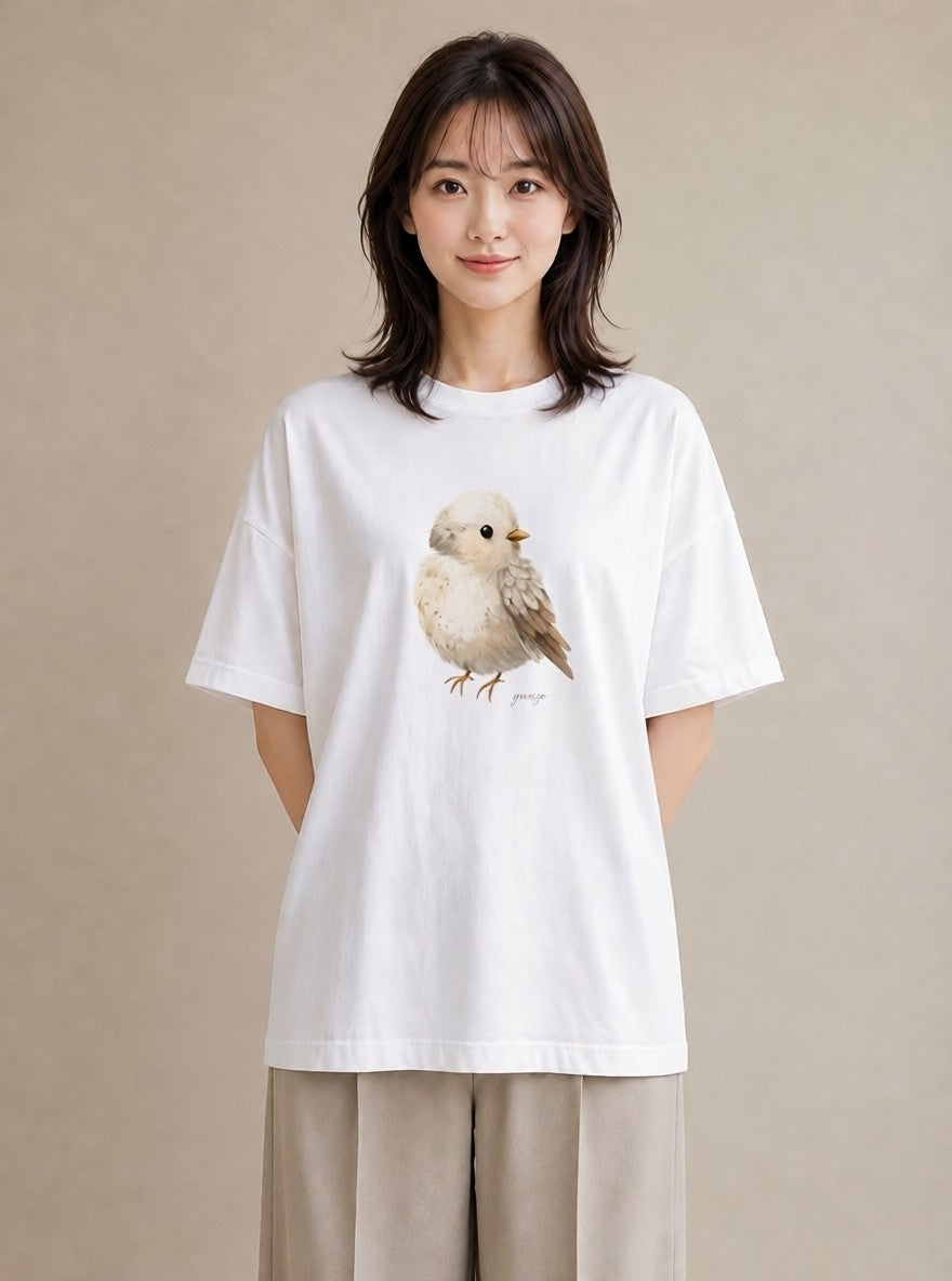 グラフィックTシャツ レディース 桜文鳥 ペット 動物 イラスト 旅行コーデ 普段着 週末コーデ 白T YMAZO