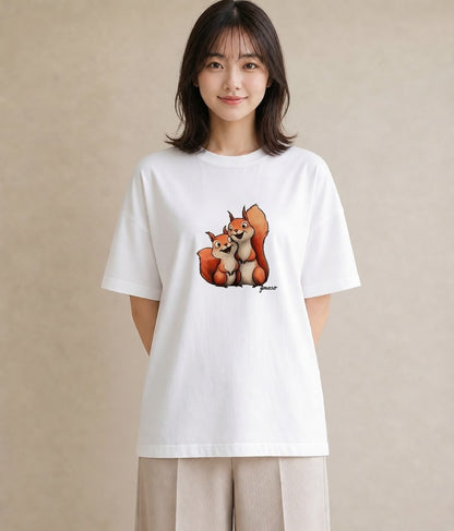 Tシャツ レディース シマリス ペット 動物 イラスト レトロ クリスマス 旅行 白T YMAZO